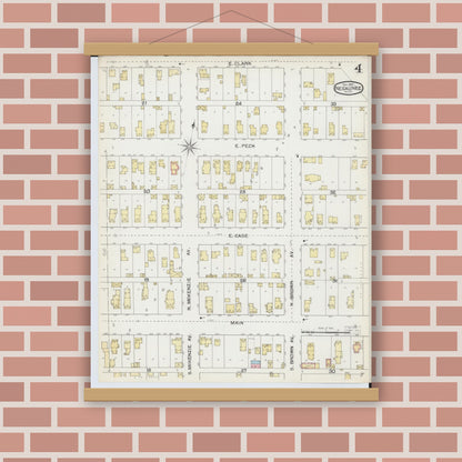 Old map wall art mockup — magnetic wood frame on brick wall — Sanborn Fire Insurance Map from Negaunee, Marquette County, Michigan (1892), Sheet #0004