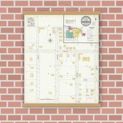 Old map wall art mockup — magnetic wood frame on brick wall — Sanborn Fire Insurance Map from Marlborough, Ulster County, New York (1905) - Complete Map Set