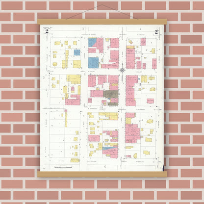 Old map wall art mockup — magnetic wood frame on brick wall — Sanborn Fire Insurance Map from Viroqua, Vernon County, Wisconsin (1933), Sheet #0002