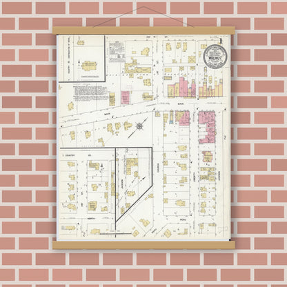 Old map wall art mockup — magnetic wood frame on brick wall — Sanborn Fire Insurance Map from Walnut, Bureau County, Illinois (1912) - Complete Map Set