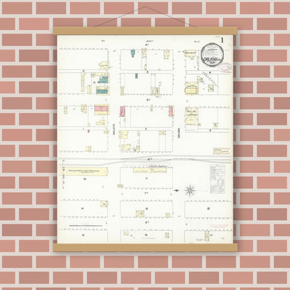 Old map wall art mockup — magnetic wood frame on brick wall — Sanborn Fire Insurance Map from Orland, Glenn County, California (1897) - Complete Map Set