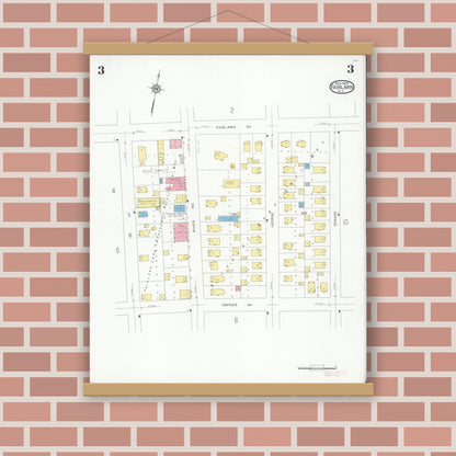 Old map wall art mockup — magnetic wood frame on brick wall — Sanborn Fire Insurance Map from Fair Lawn, Bergen County, New Jersey (1929), Sheet #0003