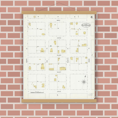 Old map wall art mockup — magnetic wood frame on brick wall — Sanborn Fire Insurance Map from Green Cove Springs, Clay County, Florida (1903), Sheet #0004