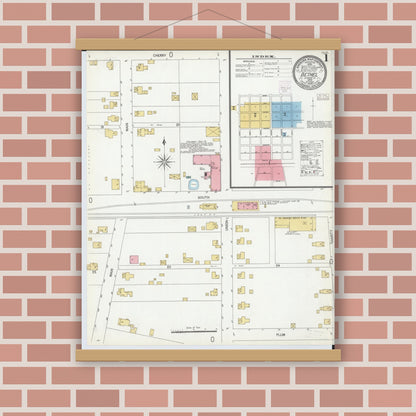 Old map wall art mockup — magnetic wood frame on brick wall — Sanborn Fire Insurance Map from Bethel, Clermont County, Ohio (1904) - Complete Map Set