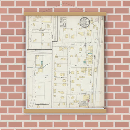 Old map wall art mockup — magnetic wood frame on brick wall — Sanborn Fire Insurance Map from Patterson, Putnam County, New York (1893) - Complete Map Set