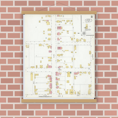 Old map wall art mockup — magnetic wood frame on brick wall — Sanborn Fire Insurance Map from Bethel, Clermont County, Ohio (1904), Sheet #0003
