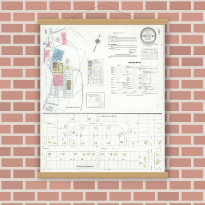 Old map wall art mockup — magnetic wood frame on brick wall — Sanborn Fire Insurance Map from Port Saint Joe, Gulf County, Florida (1940) - Complete Map Set
