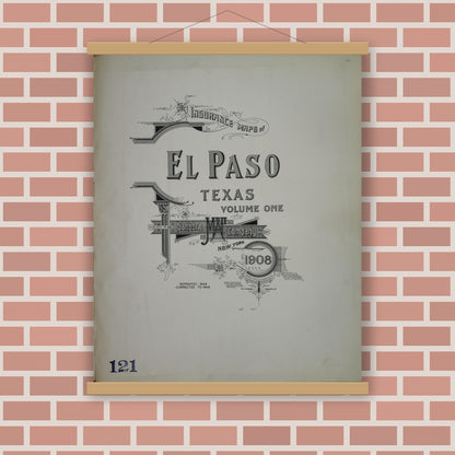 Old map wall art mockup — magnetic wood frame on brick wall — Sanborn Fire Insurance Map from El Paso, El Paso County, Texas (1948), Sheet #0001