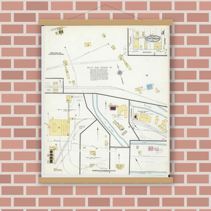 Old map wall art mockup — magnetic wood frame on brick wall — Sanborn Fire Insurance Map from Ontonagon, Ontonagon County, Michigan (1917), Sheet #0004