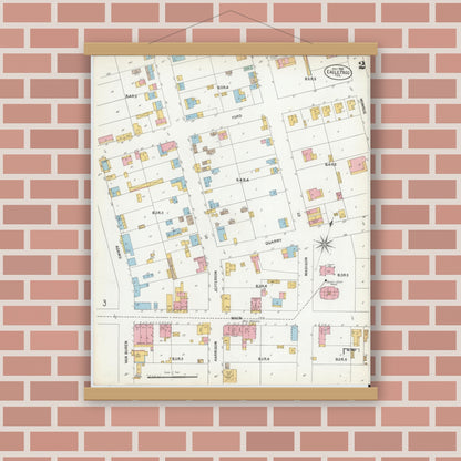Old map wall art mockup — magnetic wood frame on brick wall — Sanborn Fire Insurance Map from Eagle Pass, Maverick County, Texas (1900), Sheet #0002