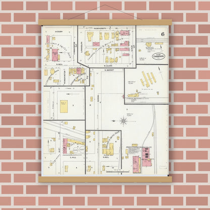 Old map wall art mockup — magnetic wood frame on brick wall — Sanborn Fire Insurance Map from Champaign, Champaign County, Illinois (1902), Sheet #0006