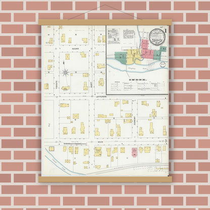 Old map wall art mockup — magnetic wood frame on brick wall — Sanborn Fire Insurance Map from Tidioute, Warren County, Pennsylvania (1900) - Complete Map Set