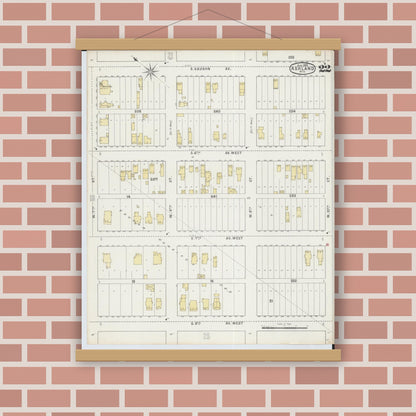 Old map wall art mockup — magnetic wood frame on brick wall — Sanborn Fire Insurance Map from Ashland, Ashland County, Wisconsin (1895), Sheet #0022