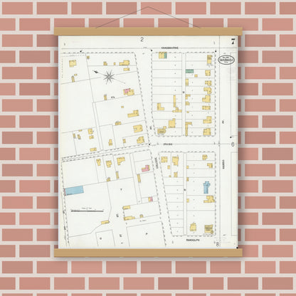 Old map wall art mockup — magnetic wood frame on brick wall — Sanborn Fire Insurance Map from San Angelo, Tom Green County, Texas (1900), Sheet #0007