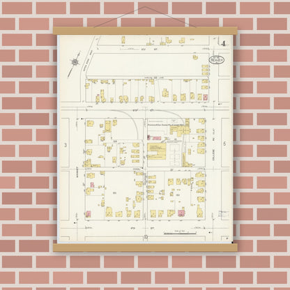 Old map wall art mockup — magnetic wood frame on brick wall — Sanborn Fire Insurance Map from Beaver, Beaver County, Pennsylvania (1912), Sheet #0004