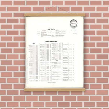 Old map wall art mockup — magnetic wood frame on brick wall — Sanborn Fire Insurance Map from Andrews, Andrews County, Texas (1954), Sheet #0001