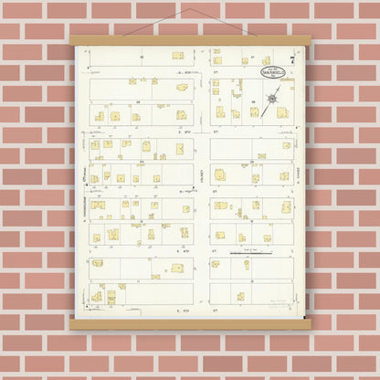 Old map wall art mockup — magnetic wood frame on brick wall — Sanborn Fire Insurance Map from San Angelo, Tom Green County, Texas (1913), Sheet #0007