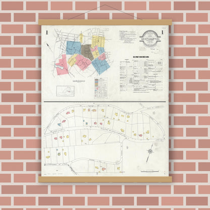Old map wall art mockup — magnetic wood frame on brick wall — Sanborn Fire Insurance Map from Westhampton, Henrico County, Virginia (1931) - Complete Map Set
