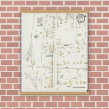 Old map wall art mockup — magnetic wood frame on brick wall — Sanborn Fire Insurance Map from Eldred, McKean County, Pennsylvania (1888) - Complete Map Set