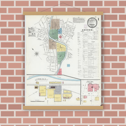 Old map wall art mockup — magnetic wood frame on brick wall — Sanborn Fire Insurance Map from Carnegie, Allegheny County, Pennsylvania (1901) - Complete Map Set
