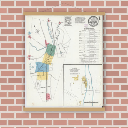 Old map wall art mockup — magnetic wood frame on brick wall — Sanborn Fire Insurance Map from Chatham, Columbia County, New York (1904) - Complete Map Set