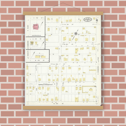 Old map wall art mockup — magnetic wood frame on brick wall — Sanborn Fire Insurance Map from San Angelo, Tom Green County, Texas (1913), Sheet #0006