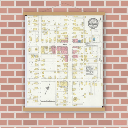 Old map wall art mockup — magnetic wood frame on brick wall — Sanborn Fire Insurance Map from West Mansfield, Logan County, Ohio (1911) - Complete Map Set