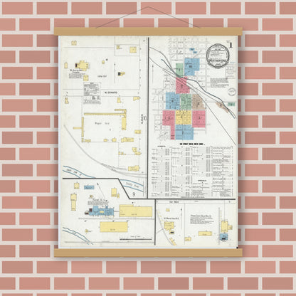 Old map wall art mockup — magnetic wood frame on brick wall — Sanborn Fire Insurance Map from Weatherford, Parker County, Texas (1900) - Complete Map Set