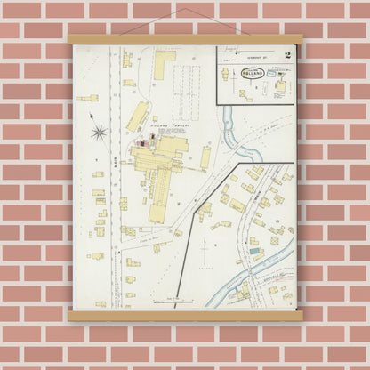 Old map wall art mockup — magnetic wood frame on brick wall — Sanborn Fire Insurance Map from Holland, Erie County, New York (1894), Sheet #0002
