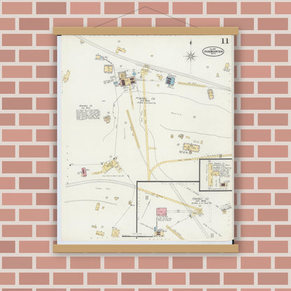 Old map wall art mockup — magnetic wood frame on brick wall — Sanborn Fire Insurance Map from Iron Mountain, Dickinson County, Michigan (1897), Sheet #0011