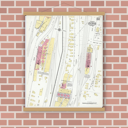 Old map wall art mockup — magnetic wood frame on brick wall — Sanborn Fire Insurance Map from Red Wing, Goodhue County, Minnesota (1917), Sheet #0022