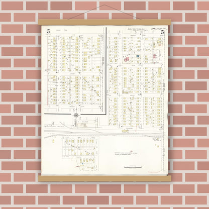Old map wall art mockup — magnetic wood frame on brick wall — Sanborn Fire Insurance Map from Valley Junction, Polk County, Iowa (1941), Sheet #0005
