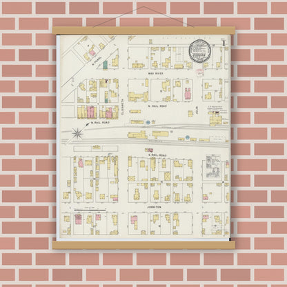 Old map wall art mockup — magnetic wood frame on brick wall — Sanborn Fire Insurance Map from Osborn, Greene County, Ohio (1895), Sheet #0001