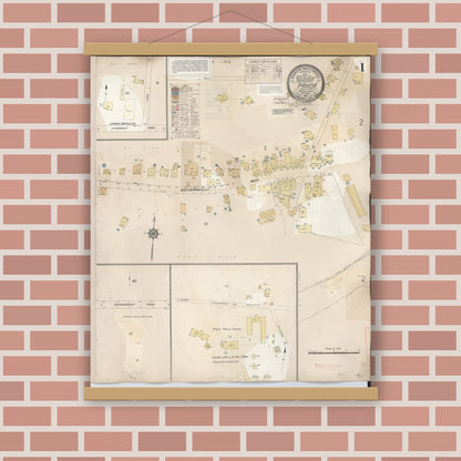 Old map wall art mockup — magnetic wood frame on brick wall — Sanborn Fire Insurance Map from Pahoa, Hawaii County, Hawaii (1956) - Complete Map Set