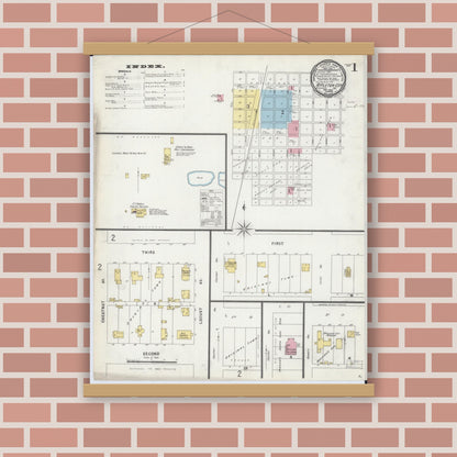 Old map wall art mockup — magnetic wood frame on brick wall — Sanborn Fire Insurance Map from Appleton City, Saint Clair County, Missouri (1896) - Complete Map Set