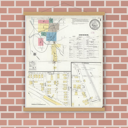 Old map wall art mockup — magnetic wood frame on brick wall — Sanborn Fire Insurance Map from Ashley, Luzerne County, Pennsylvania (1911) - Complete Map Set