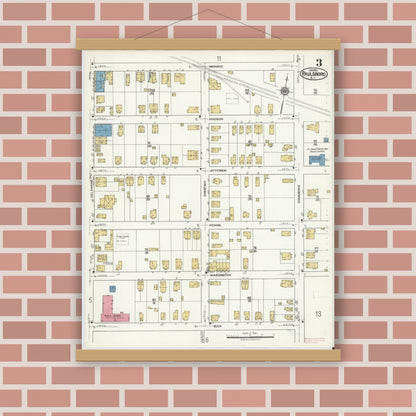 Old map wall art mockup — magnetic wood frame on brick wall — Sanborn Fire Insurance Map from Paulsboro, Gloucester County, New Jersey (1920), Sheet #0003
