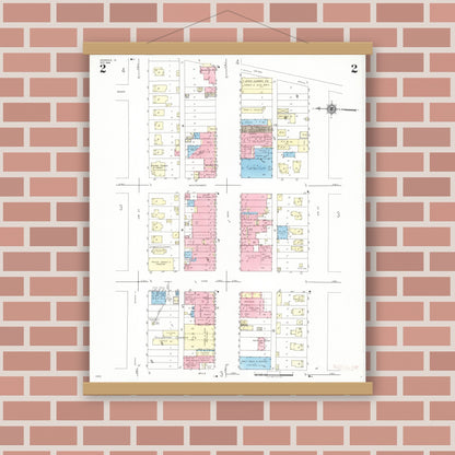 Old map wall art mockup — magnetic wood frame on brick wall — Sanborn Fire Insurance Map from Griswold, Cass County, Iowa (1948), Sheet #0002