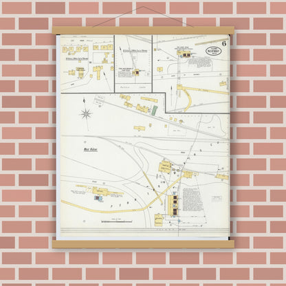 Old map wall art mockup — magnetic wood frame on brick wall — Sanborn Fire Insurance Map from Norway, Dickinson County, Michigan (1900), Sheet #0006