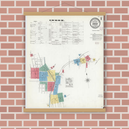 Old map wall art mockup — magnetic wood frame on brick wall — Sanborn Fire Insurance Map from Bangor, Northampton County, Pennsylvania (1904) - Complete Map Set