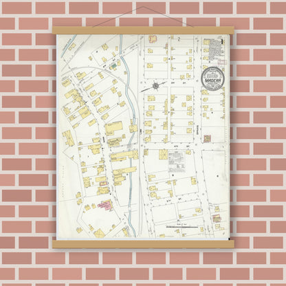 Old map wall art mockup — magnetic wood frame on brick wall — Sanborn Fire Insurance Map from Madera, Clearfield County, Pennsylvania (1910) - Complete Map Set