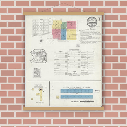 Old map wall art mockup — magnetic wood frame on brick wall — Sanborn Fire Insurance Map from Grand Prairie, Dallas County, Texas (1920) - Complete Map Set