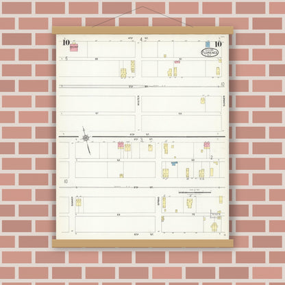 Old map wall art mockup — magnetic wood frame on brick wall — Sanborn Fire Insurance Map from Florence, Burlington County, New Jersey (1926), Sheet #0010