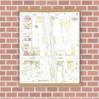Old map wall art mockup — magnetic wood frame on brick wall — Sanborn Fire Insurance Map from Eagle Grove, Wright County, Iowa (1900), Sheet #0003