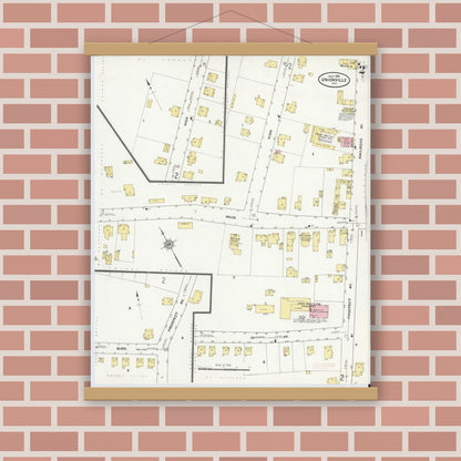 Old map wall art mockup — magnetic wood frame on brick wall — Sanborn Fire Insurance Map from Unionville, Orange County, New York (1910), Sheet #0002