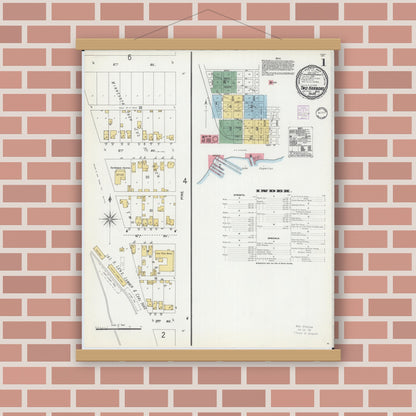 Old map wall art mockup — magnetic wood frame on brick wall — Sanborn Fire Insurance Map from Two Harbors, Lake County, Minnesota (1901) - Complete Map Set