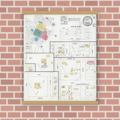 Old map wall art mockup — magnetic wood frame on brick wall — Sanborn Fire Insurance Map from Wadena, Wadena County, Minnesota (1899) - Complete Map Set