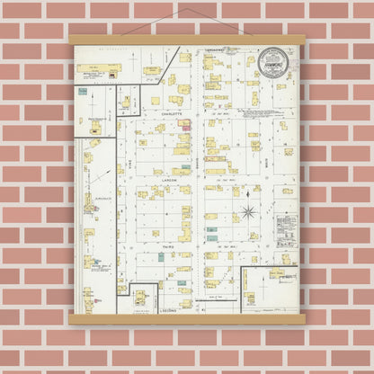 Old map wall art mockup — magnetic wood frame on brick wall — Sanborn Fire Insurance Map from Hammond, St. Croix County, Wisconsin (1902), Sheet #0001