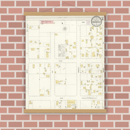 Old map wall art mockup — magnetic wood frame on brick wall — Sanborn Fire Insurance Map from Mountain View, Santa Clara County, California (1904) - Complete Map Set
