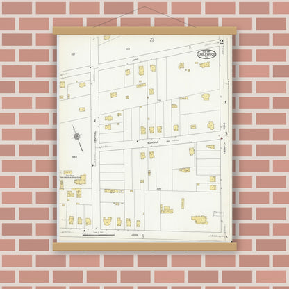 Old map wall art mockup — magnetic wood frame on brick wall — Sanborn Fire Insurance Map from Englewood, Bergen County, New Jersey (1915) - Complete Map Set